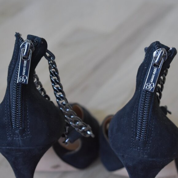 Jessica Simpson Rexa Dress Faux Suede Sandals with Chain in Black - Picture 5 of 8